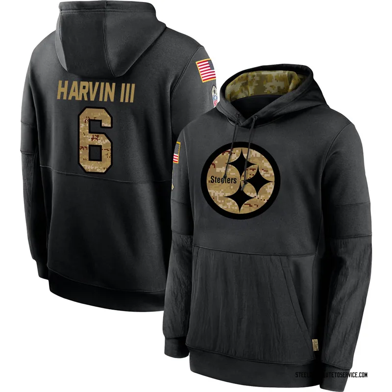 Pressley Harvin III Pittsburgh Steelers Men's Black Name & Number Logo Long  Sleeve T-Shirt 